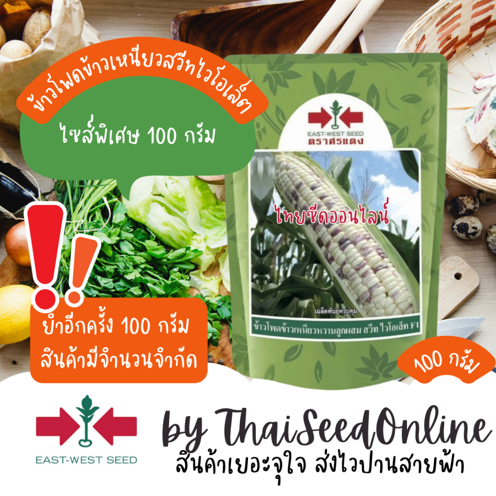 Sorndang(ศรแดง) EWCOM ขนาดพิเศษจำนวนจำกัด 100 กรัม เมล็ดพันธุ์ ข้าวโพดลูกผสม ข้าวเหนียวหวานลูกผสม สวีทไวโอเล็ต ตราศรแดง Corn