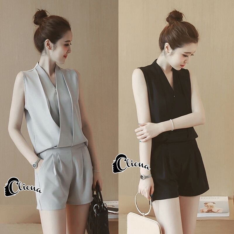 CN09010916 พร้อมส่ง Cliona Made' Luxury Short Jumpsuite - เซ็ตเสื้อ+กางเกงขาสั้น