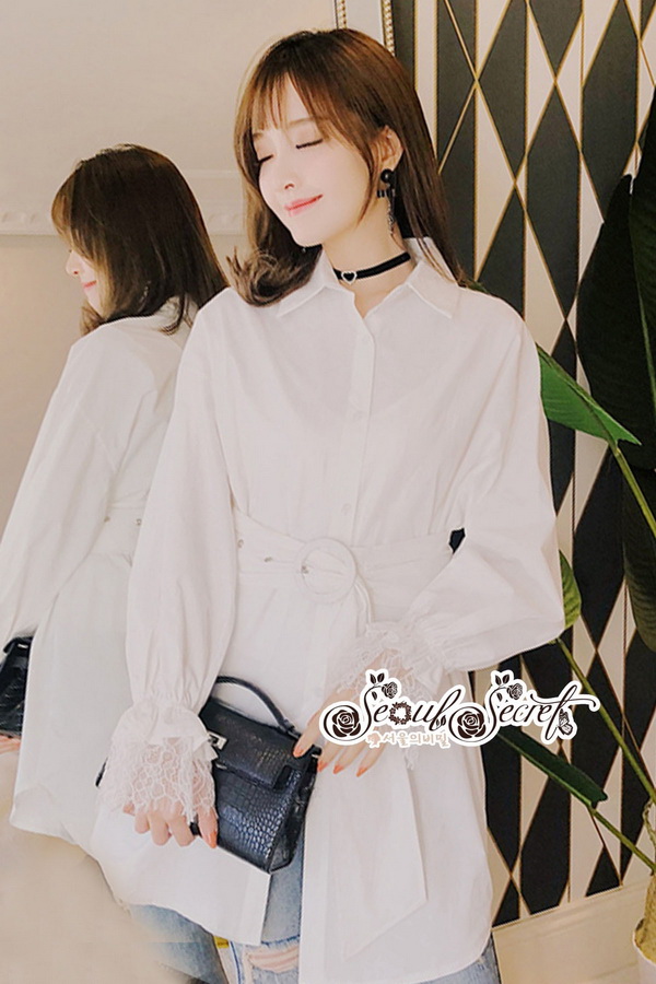 เดรสเชิ๊ทเนื้อผ้าคอตตอนสีขาวคลาสสิค