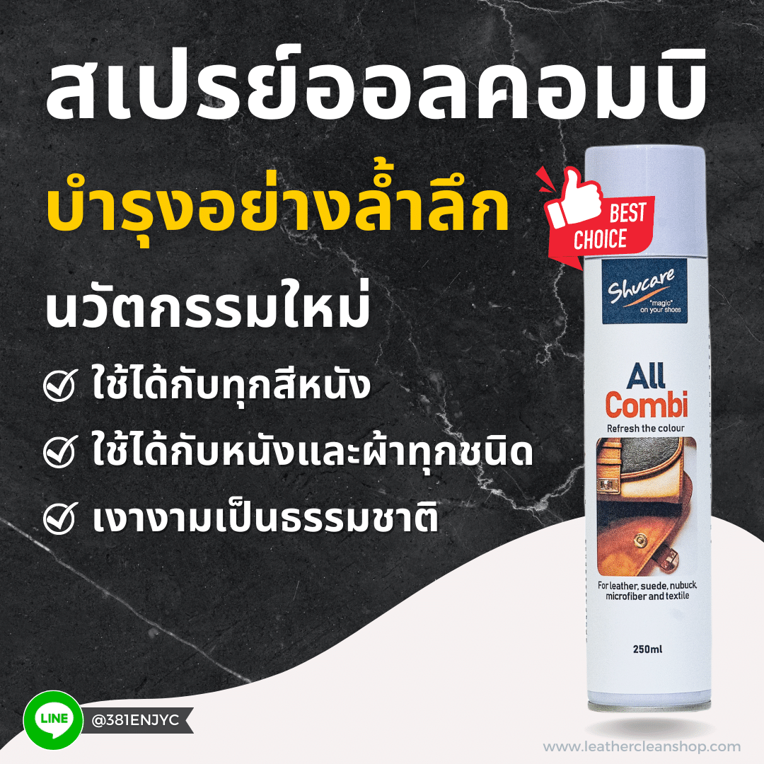 สเปรย์ออลคอมบิ ( บำรุงหนังเรียบ หนังกลับ หนังนูบัค หนังชามัวร์ หนังExotic ทุกสี ) Spray All Combi