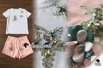 เสื้อสีขาว+ กางเกงสีชมพู