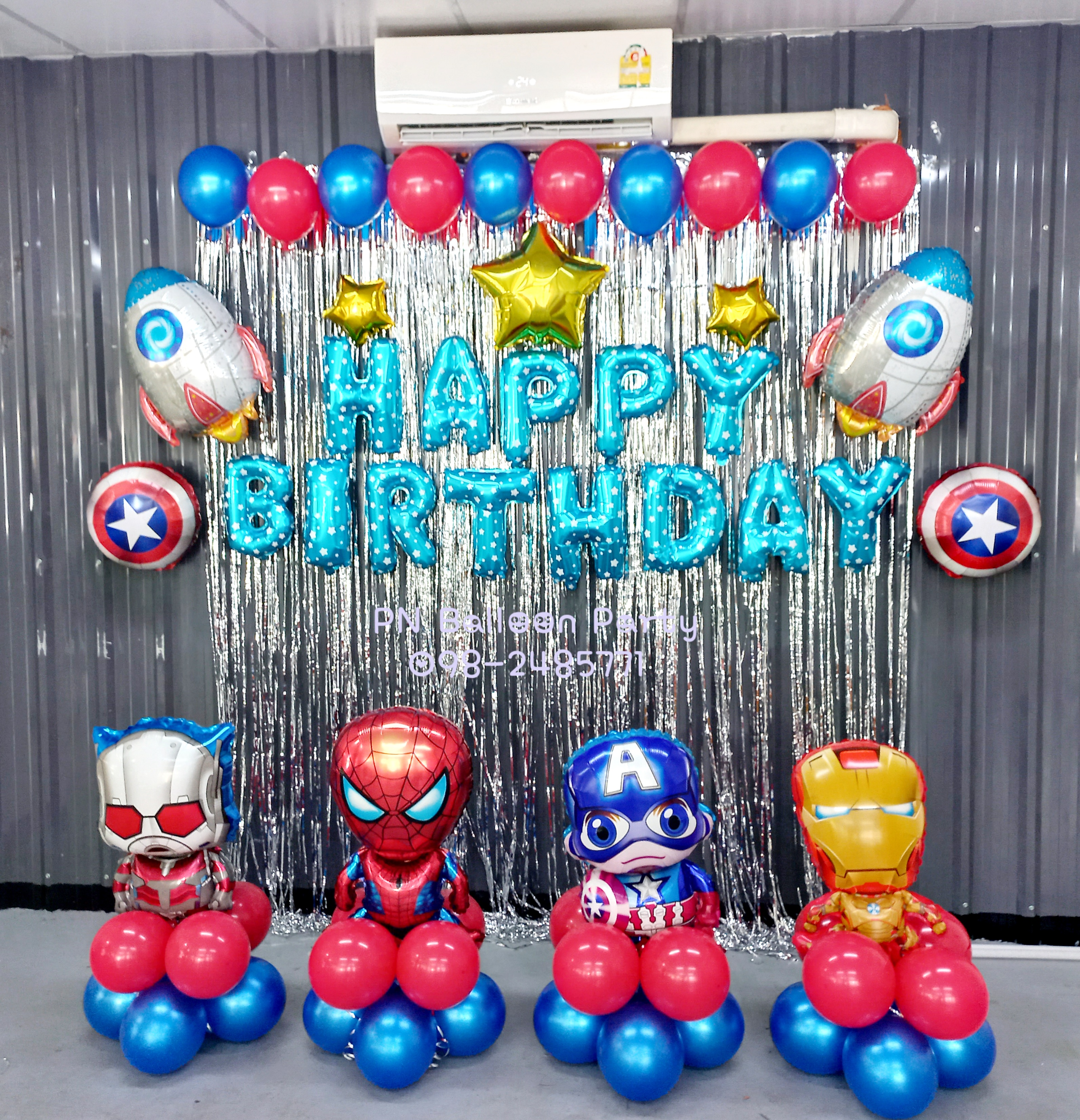 SET ลูกโป่งวันเกิดซุปเปอร์ฮีโร่มาเวล Super Hero Marvel Happy Birthday Balloons