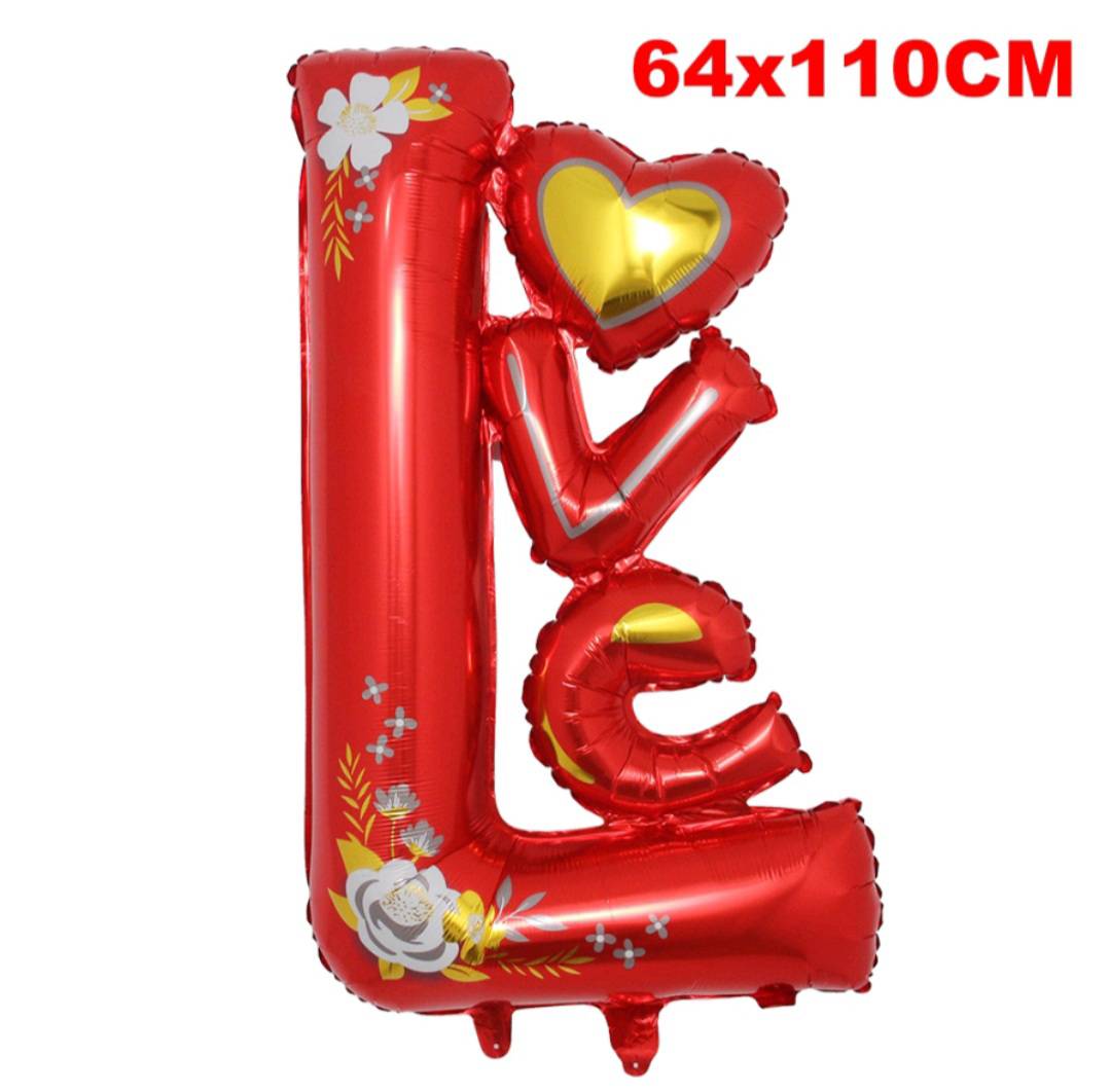 ลูกโป่ง LOVE สีแดง Jumbo Red Heart Foil Balloon
