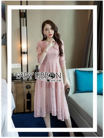 เดรสผ้าชีฟองตกแต่งลายสีทอง