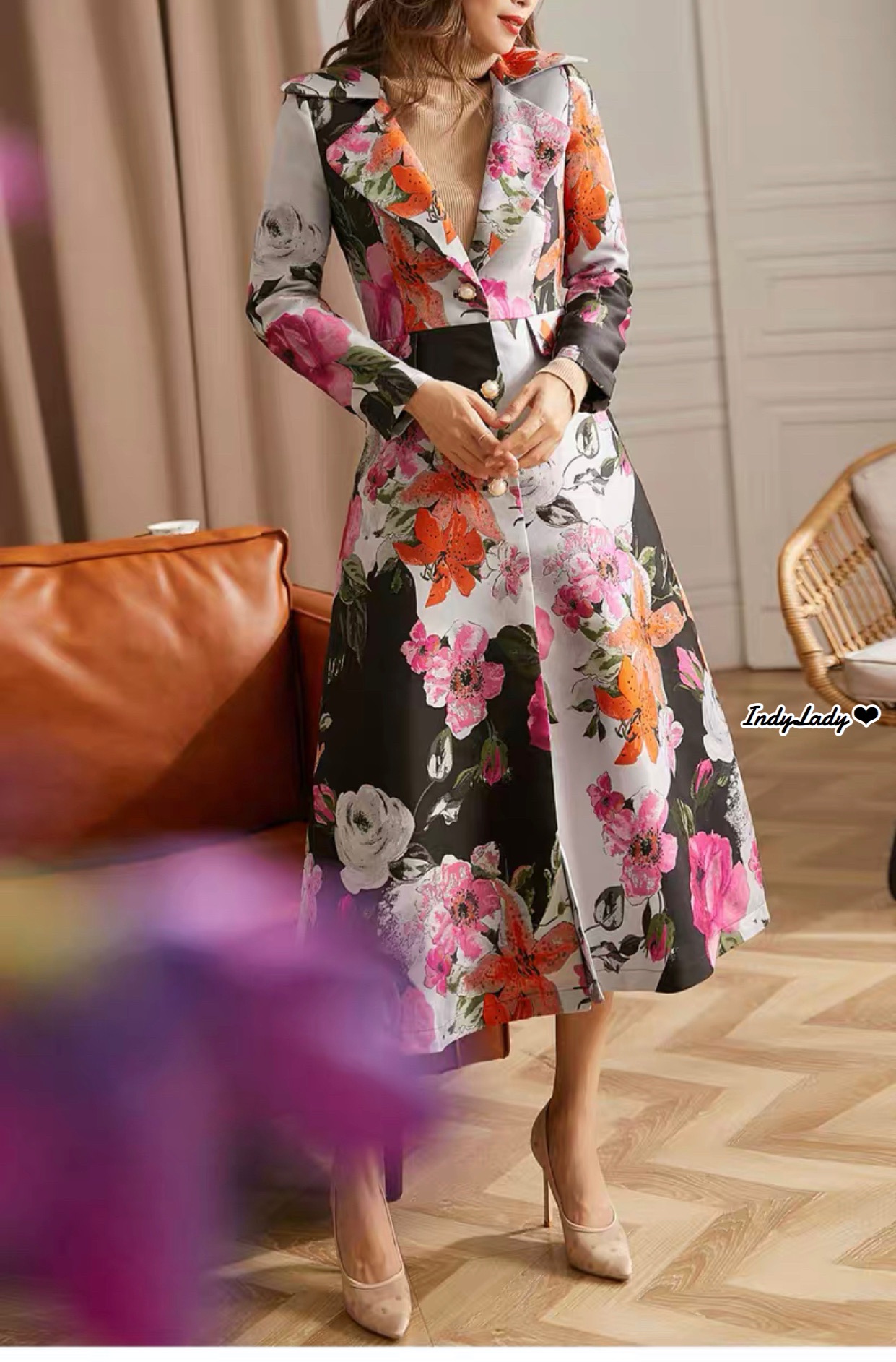 Dress ทอลายดอกไม้