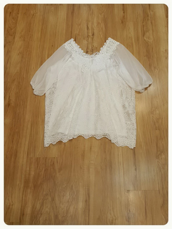 ชุดเดรสลูกไม้ซับในเกาหลีผ้าลูกไม้สีขาว