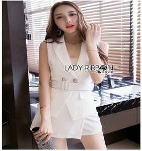 Sexy Mini Suit Set Lady Ribbon เสื้อสูทแขนกุด