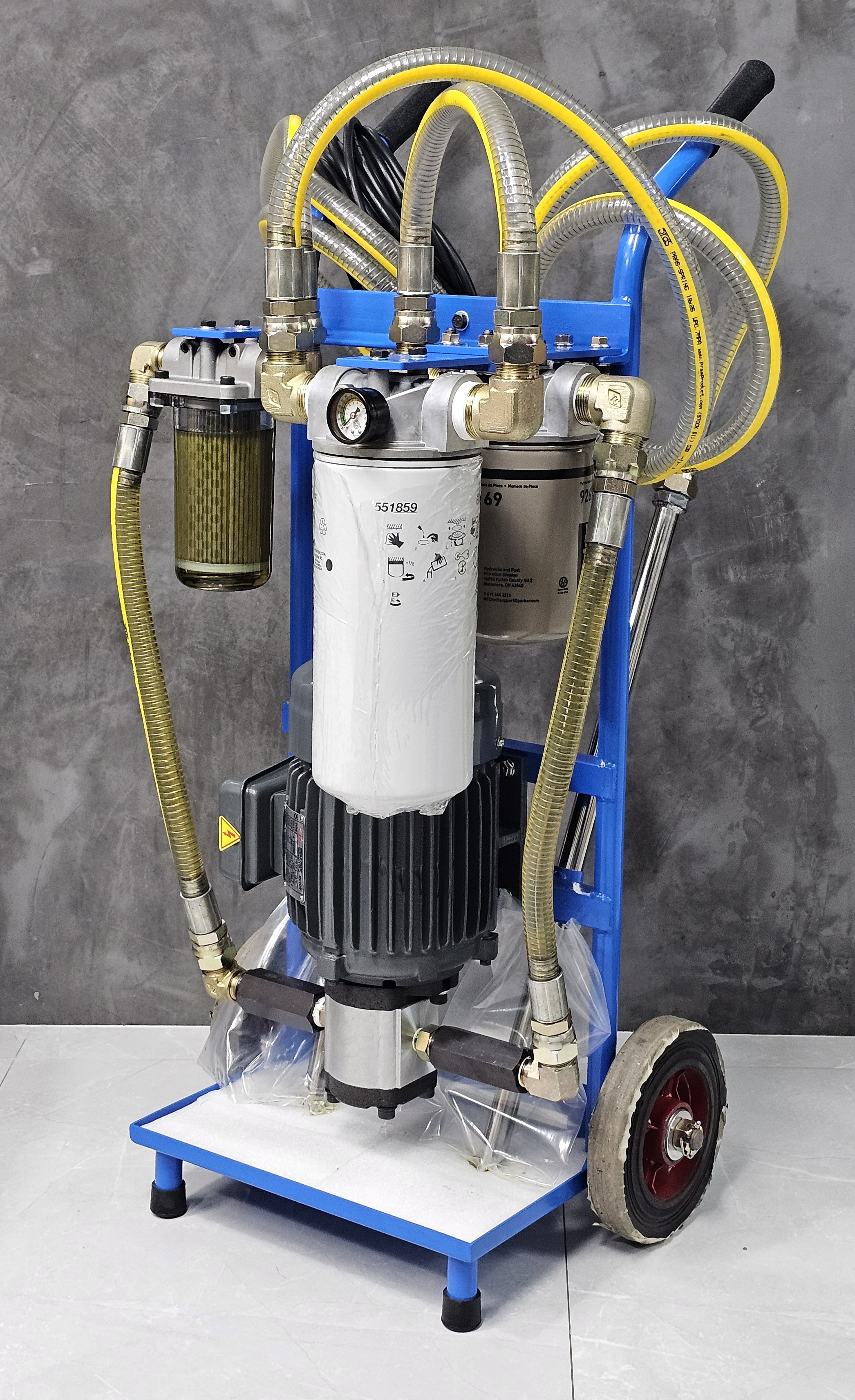 Filter Cart รถดูดกรองน้ำมันไฮดรอลิค รุ่นกรอง 150 ไมครอนมีแม่เหล็ก แบบ 3 กรอง 150+10+5 Micron