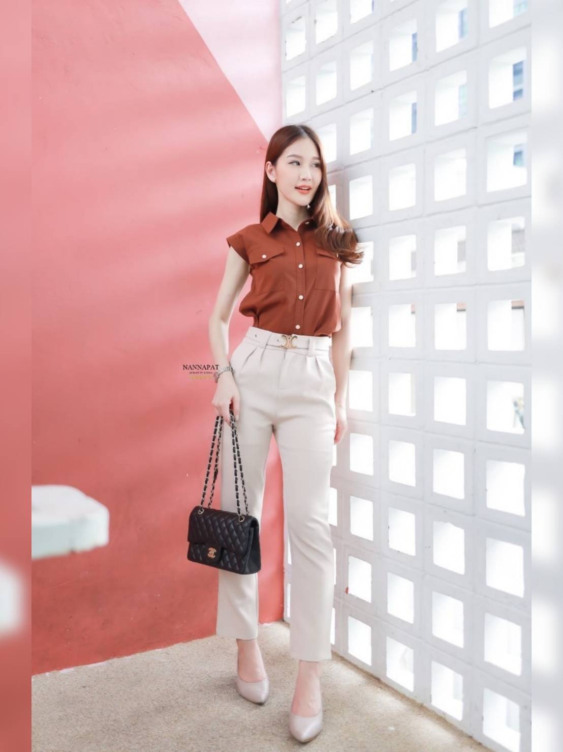 เสื้อเชิีตแขนกุด กระดุมหน้า