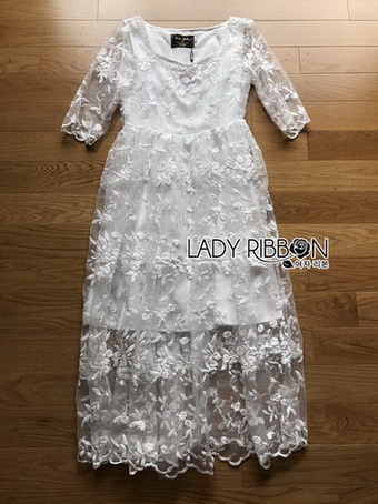 Lady Eves Princess Style White Lace Dress