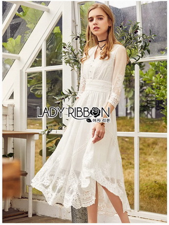 เดรสผ้าลูกไม้สีขาวสไตล์หวาน