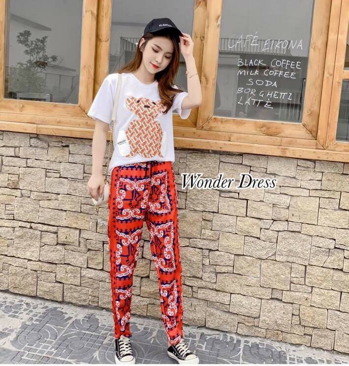 เซทเสื้อกับกางเกงงานสวยดีเทลเสื้อคอกลม
