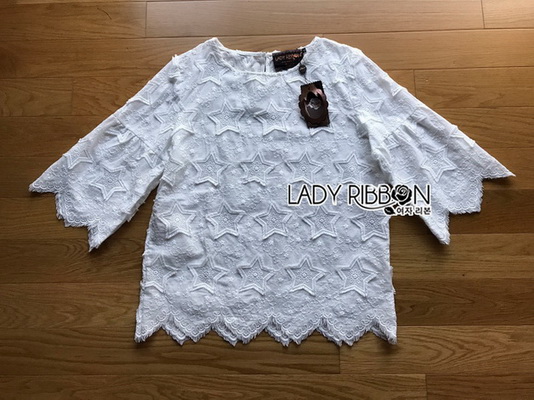 White Cotton Blouse Lady Ribbon ขายผ้าคอตตอนสีขาว