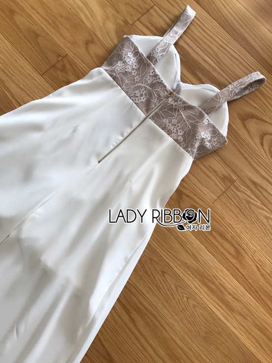 Jumpsuit จั้มสูทสายหนาทรงหัวใจผ้าลูกไม้