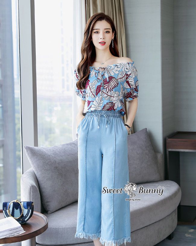 เสื้อผ้า Cotton + กางเกงยีนส์ ผ้าเนื้อดี