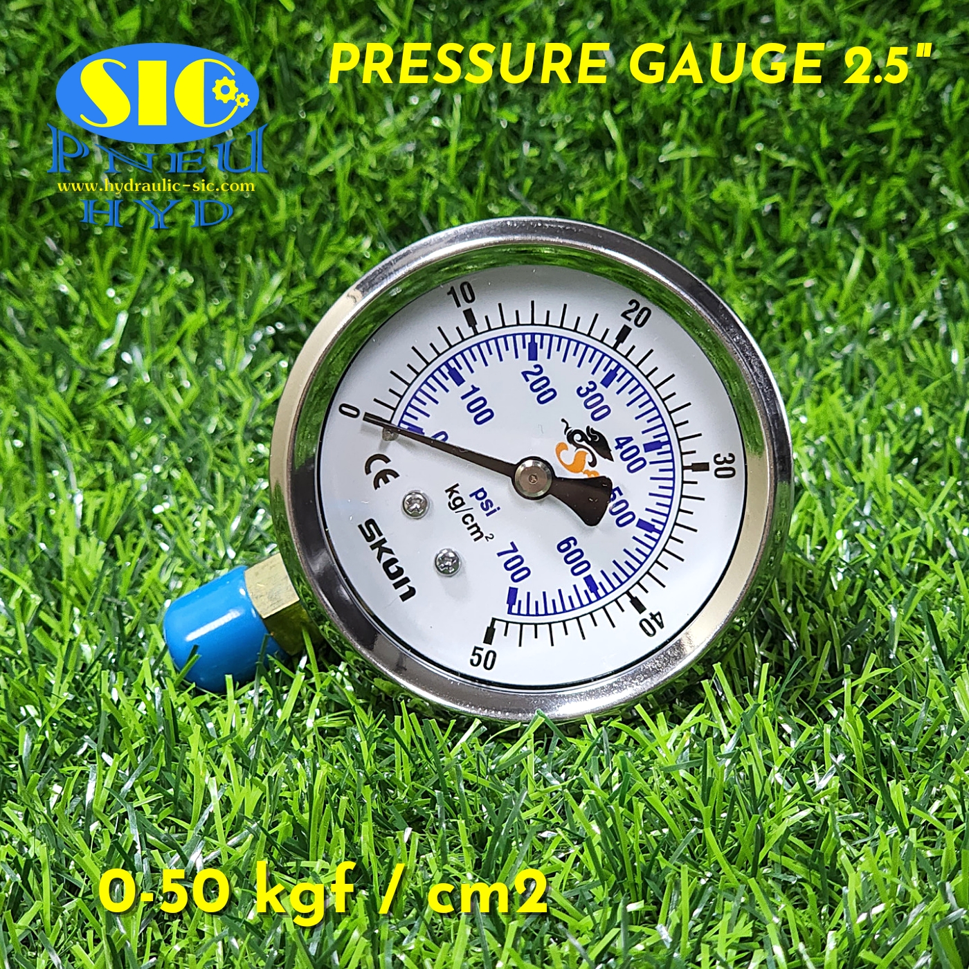 321-21-222** Pressure Gauge kgf-cm2/Psi เกจวัดแรงดัน หน้าปัด 2-1/2" เกลียวออกข้าง (SKON)