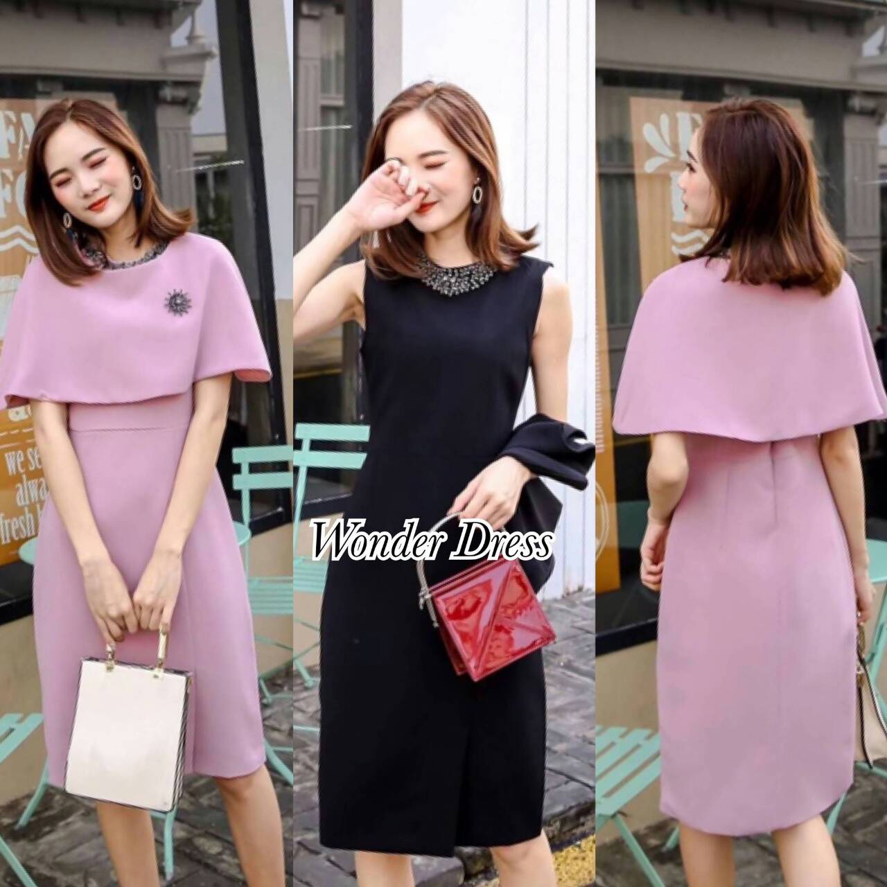 ชุดเดรสปักคริสตัลช่วงคอเสื้อ