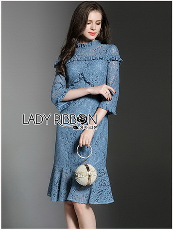 🎀 Lady Ribbon's Made 🎀 Lady Sarah Street Chic Denim Shirt Dress with Ribbon-Belt