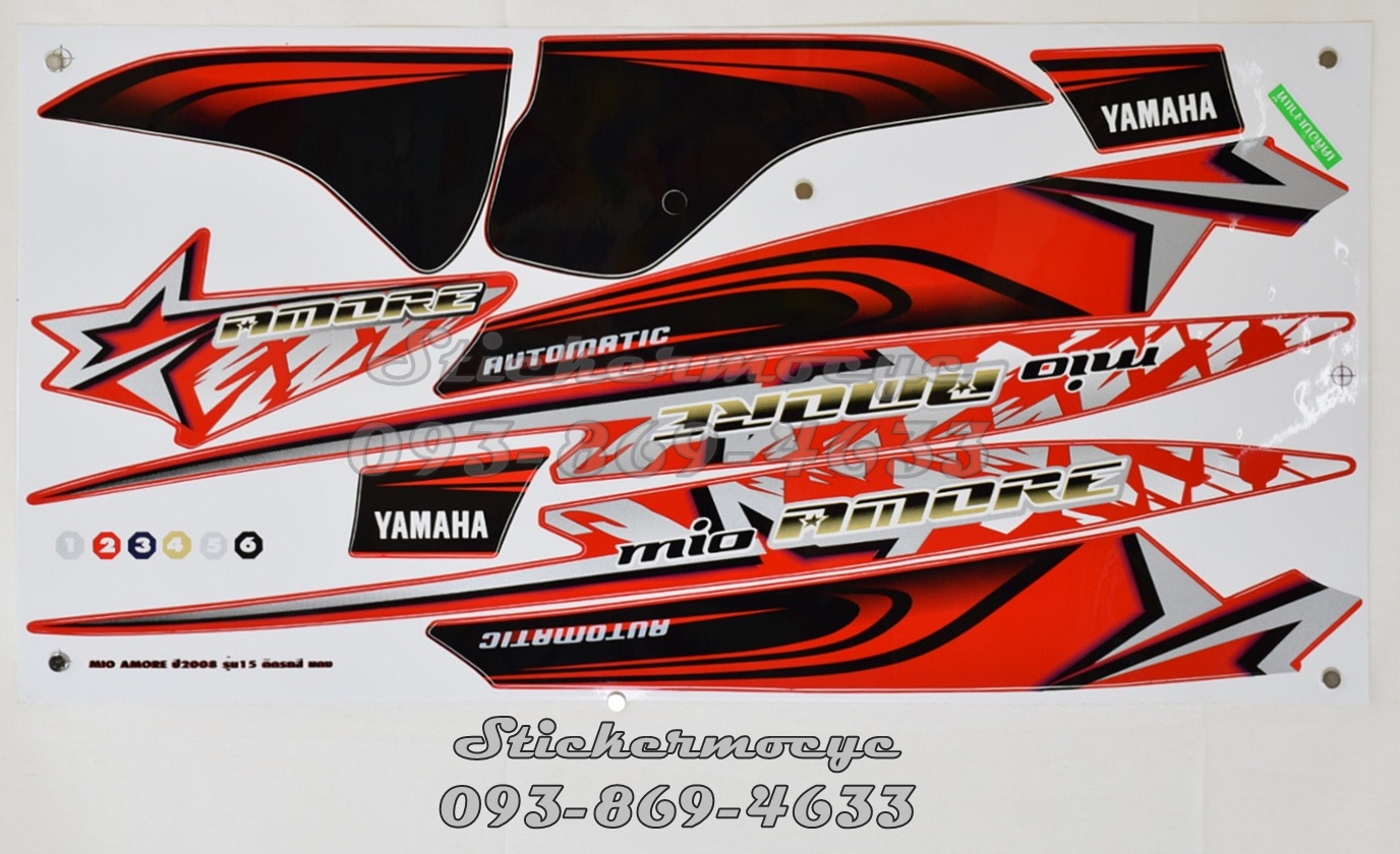 สติ๊กเกอร์ Yamaha Mio Amore ปี 2008 รุ่น 15 ติดรถสี แดง (เคลือบเงา)