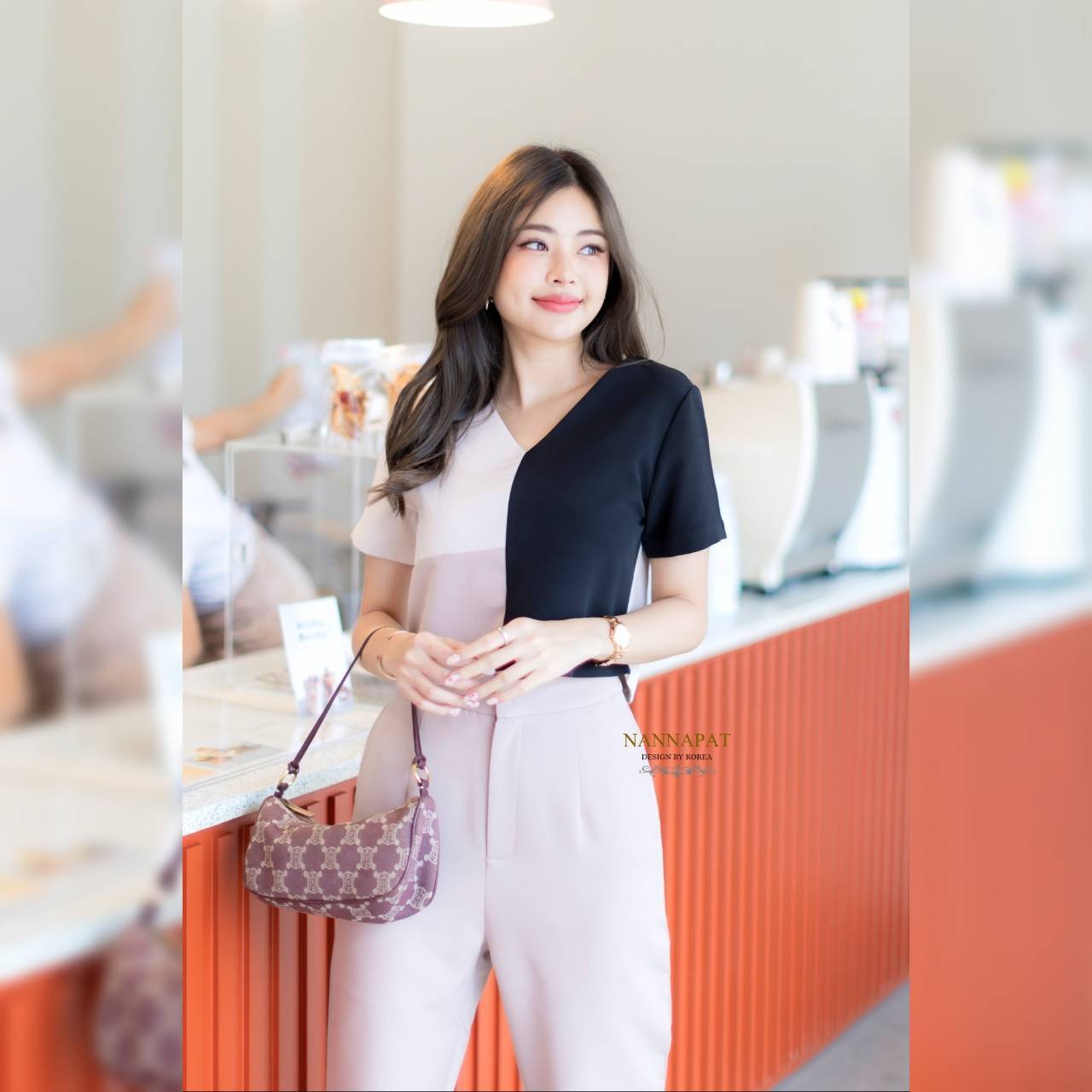 เสื้อทรีโทนซิปหลังกางเกงทรงสวย