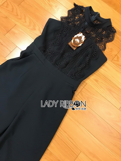 จัมป์สูทผ้าเครปตกแต่งลูกไม้สไตล์สมาร์ทแคช