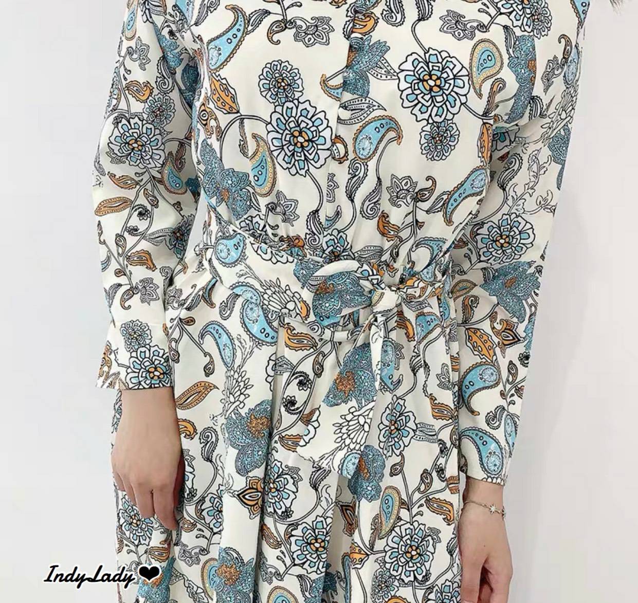 Dress แขนยาวเอวยางยืด