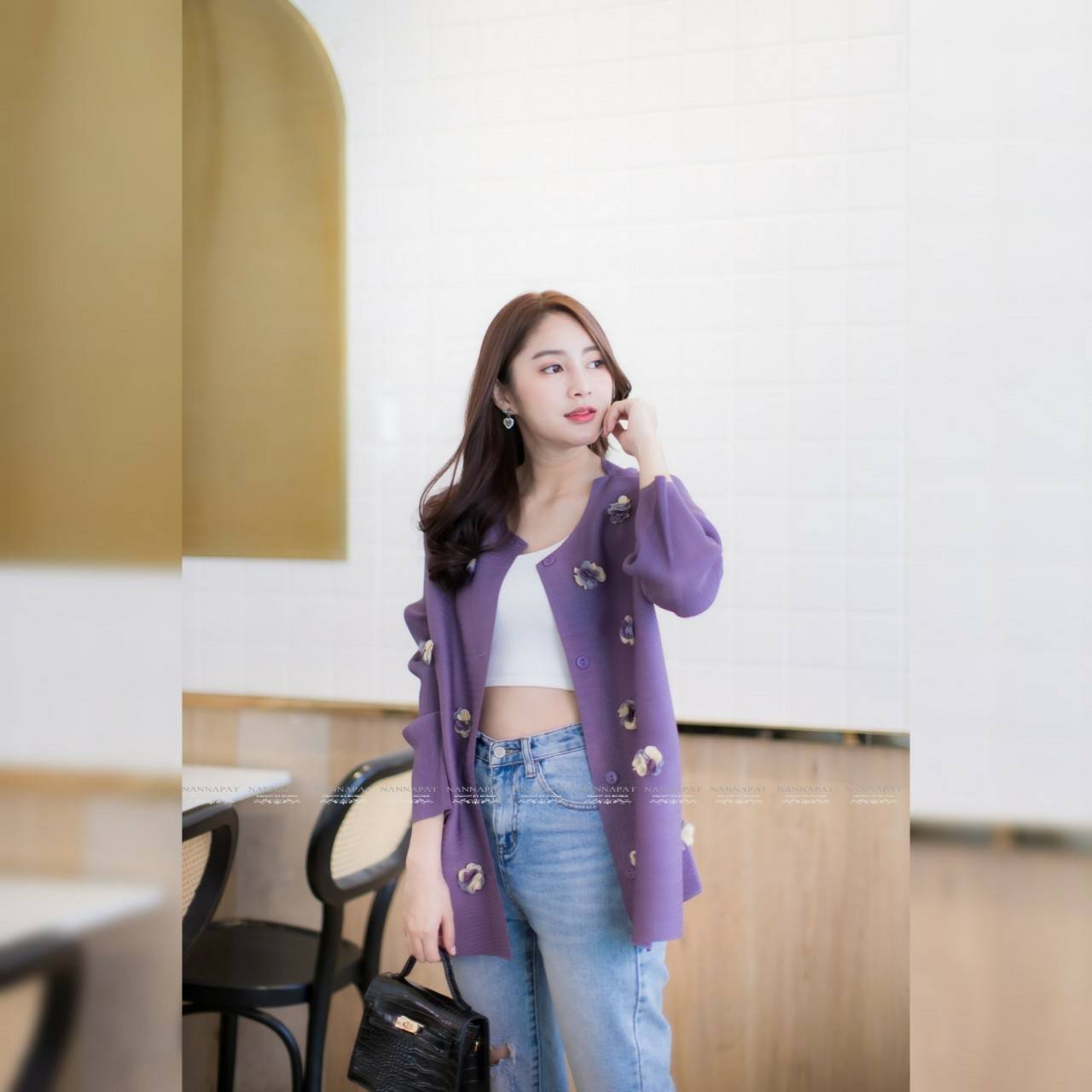 เสื้อคลุมพรีททรงใหญ่Purple (ม่วง)