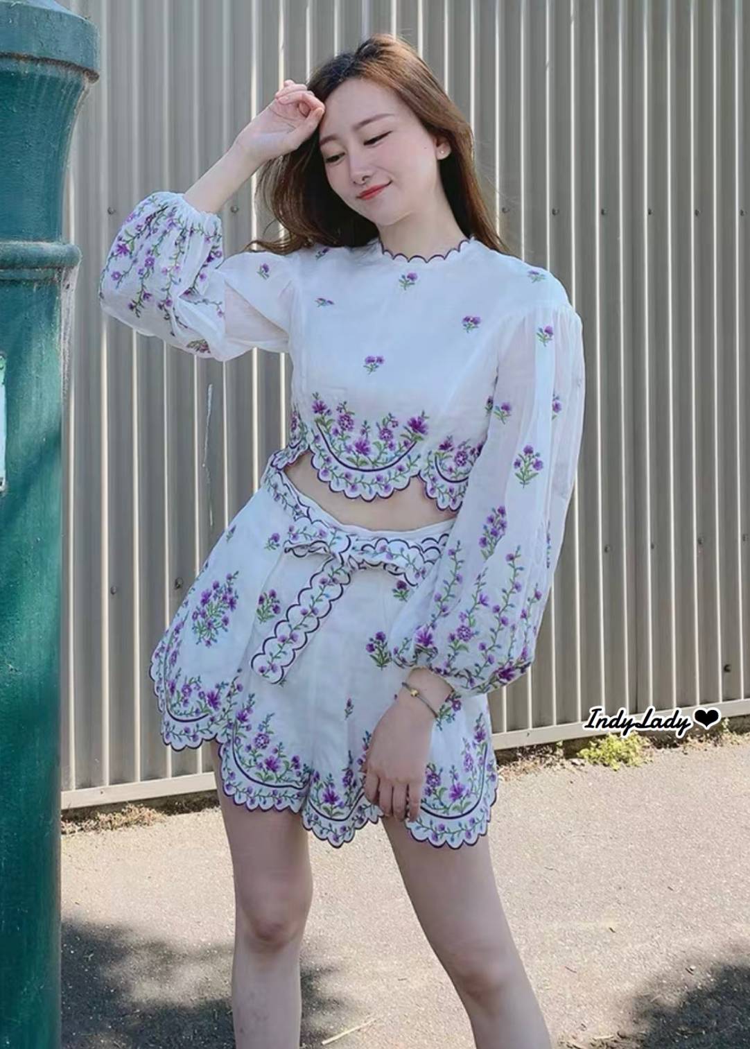 เสื้อกางเกงแขนยาวพองสวยช่วงคอ
