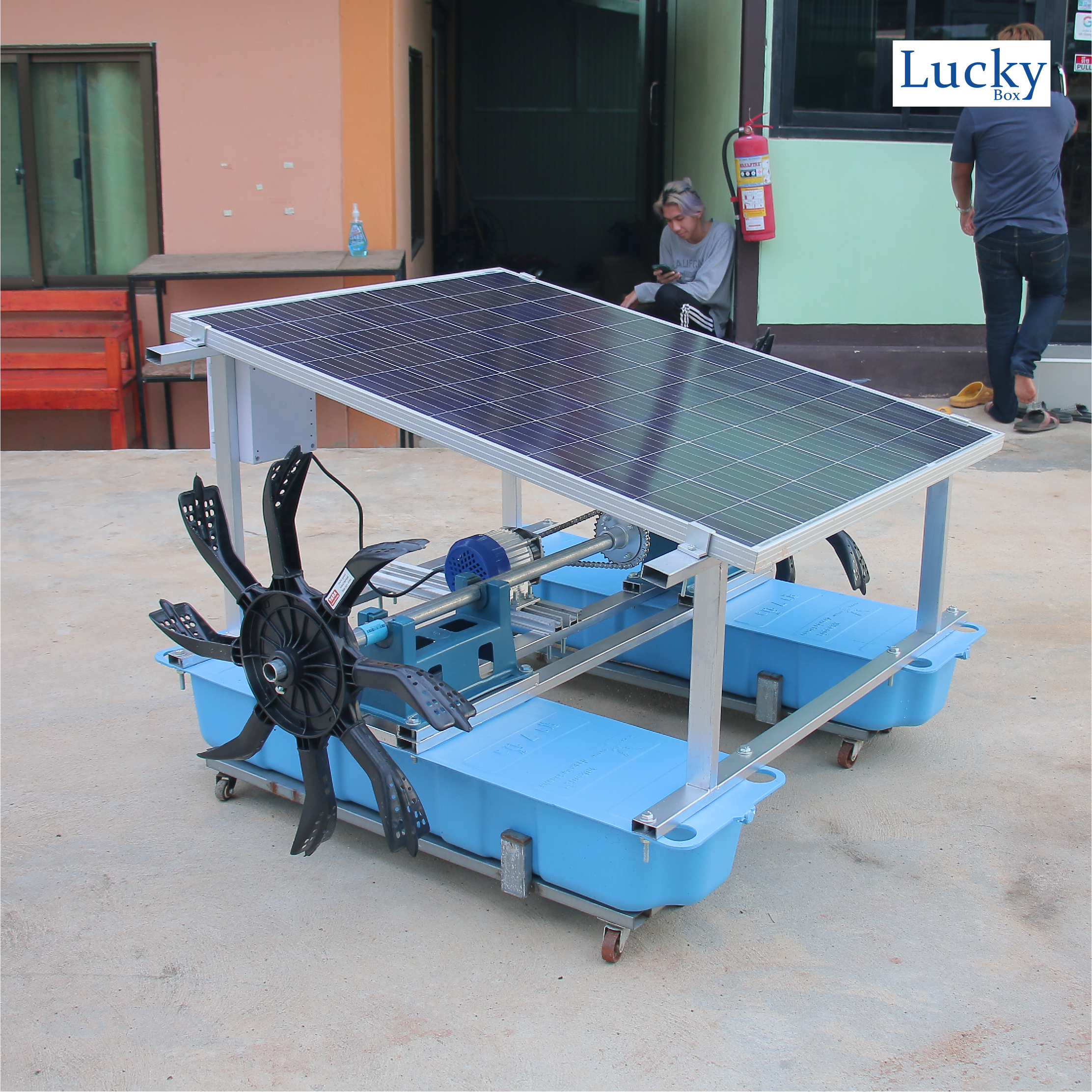 Mini กังหันตีน้ำโซล่าเซลล์ [ รุ่น 12V 350W 2 ใบพัด ] กังหันตีน้ำเพิ่มออกซิเจน บำบัดน้ำเสีย โซล่าเซลล์ พลังงานแสงอาทิตย์