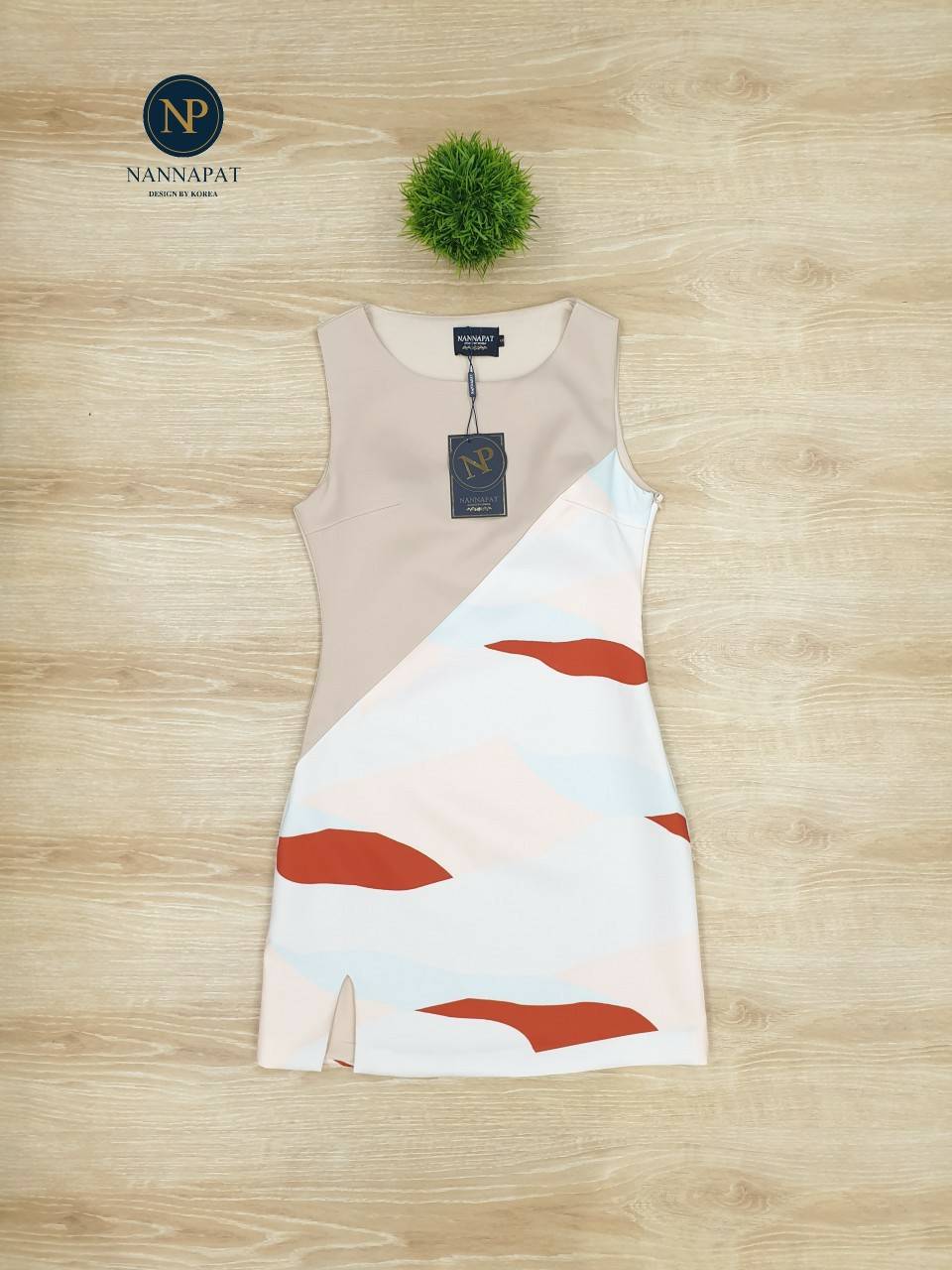 Dress แขนกุด ลายทหาร