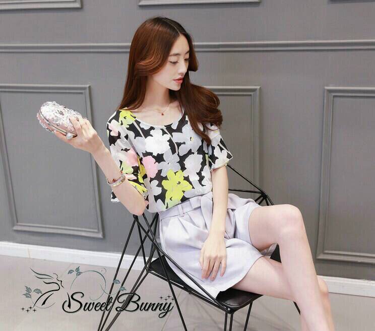 Lady Ribbon Online SW02090616 Sweet Bunny Present... Paisley Purple Shorts Set