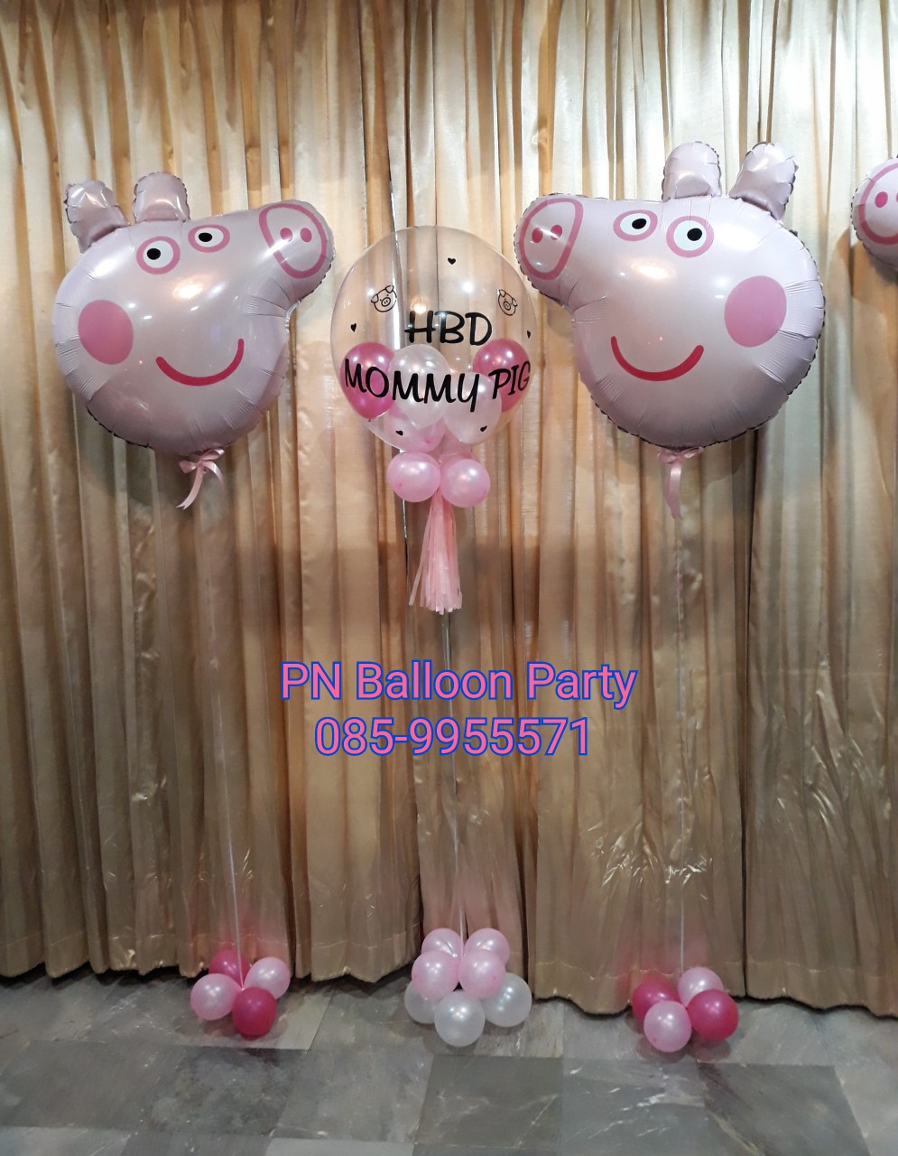 ชุดลูกโป่งวันเกิดบับเบิ้ลใสและเป๊ปป้าพิ๊ก Peppa Pig Happy Birthday Balloon