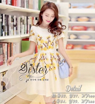 2Sister Made, White Lovely Beauty Dress With Flora Beauty Knitt เดรสลุคสวยหรู เนื้อผ้าorganzaเกรดดี