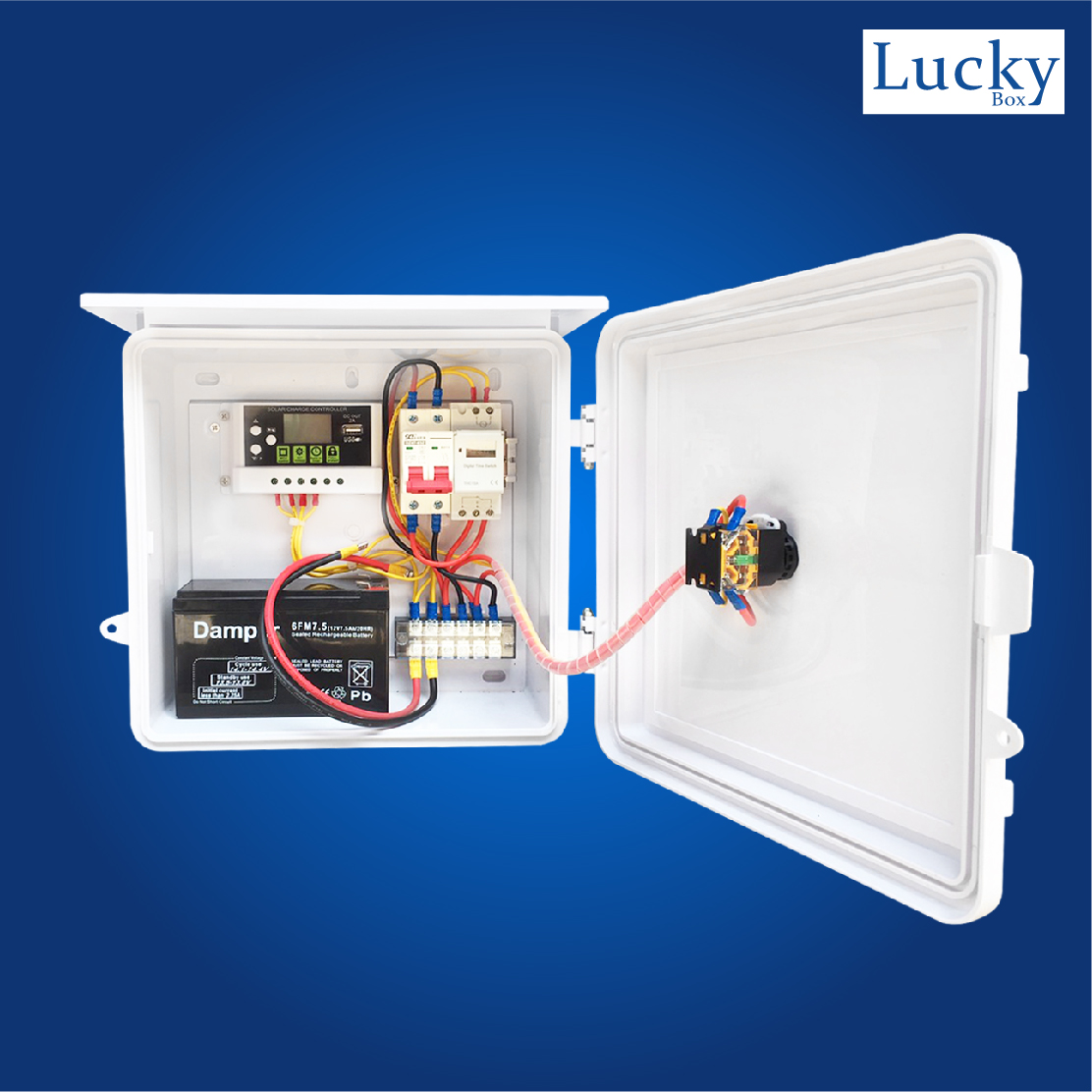 ตู้ควบคุมปั้มน้ำโซล่าเซลล์ตั้งเวลารดน้ำอัตโนมัติ 1 สถานี รุ่น 1CH-SOLAR-B-001