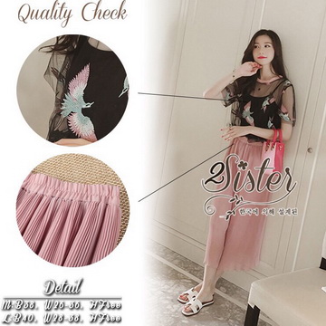 Lady Ribbon ออนไลน์ เสื้อผ้าออนไลน์ พร้อมส่งของแท้ ST12130716 🍀สินค้าพร้อมส่ง🍀 한국에 의해 설계된 2Sister Made, Black Elegant Adorable Girly Korea Set