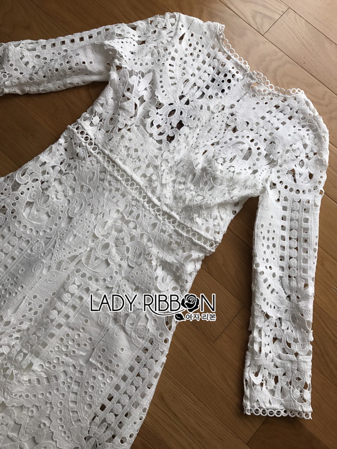 White Lace Dress Lady Ribbon ขายเดรสผ้าลูกไม้
