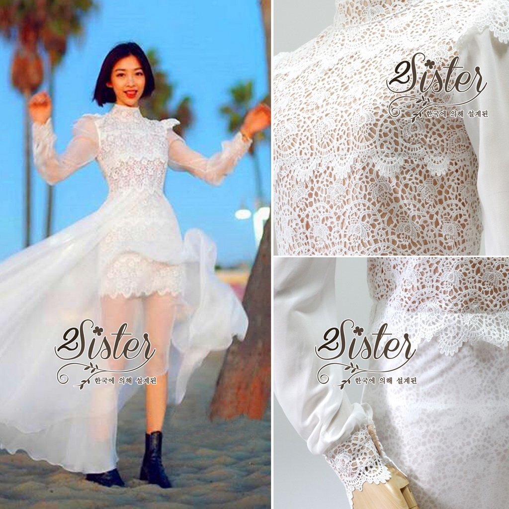 แม็กซี่เดรสแขนยาว สวยหรูผู้ดีสไตล์แบรนด์ดัง