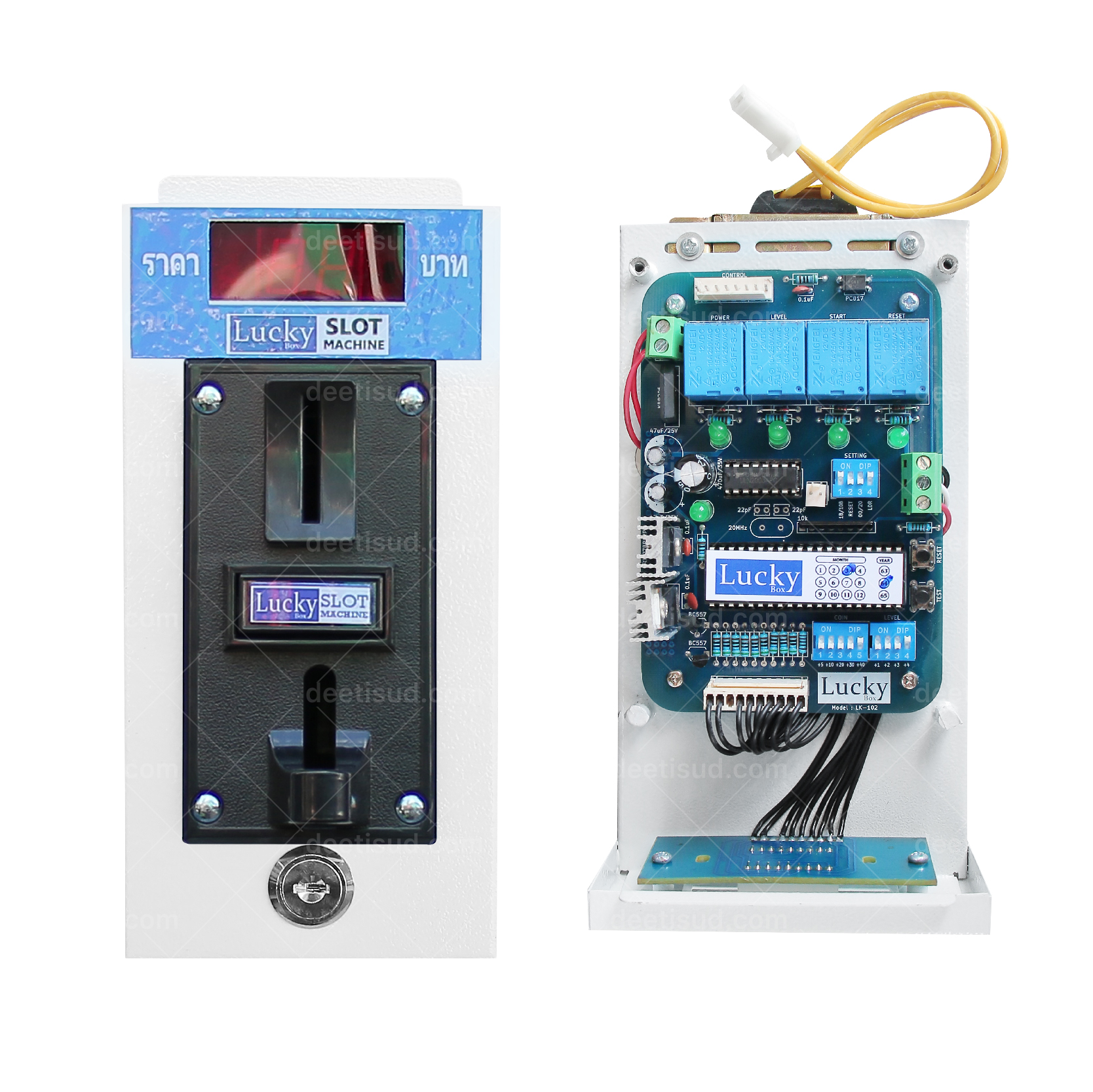 กล่องหยอดเหรียญระบบอัตโนมัติ สำหรับเครื่องซักผ้า รุ่นLK25B พร้อมบอร์ด LK-102