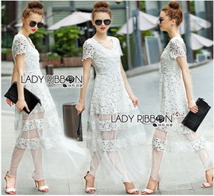 Lady ribbon เดรสยาวผ้าลูกไม้