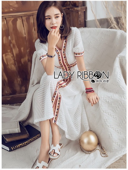 White Dress Lady Ribbon เดรสสีขาวสไตล์อินเดีย
