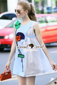 Lady Ribbon Online ขายส่งเสื้อผ้าออนไลน์ เสื้อผ้า Seoul Secret SS08040816 Seoul Secret Say's ....Chic Prada Blue Dress
