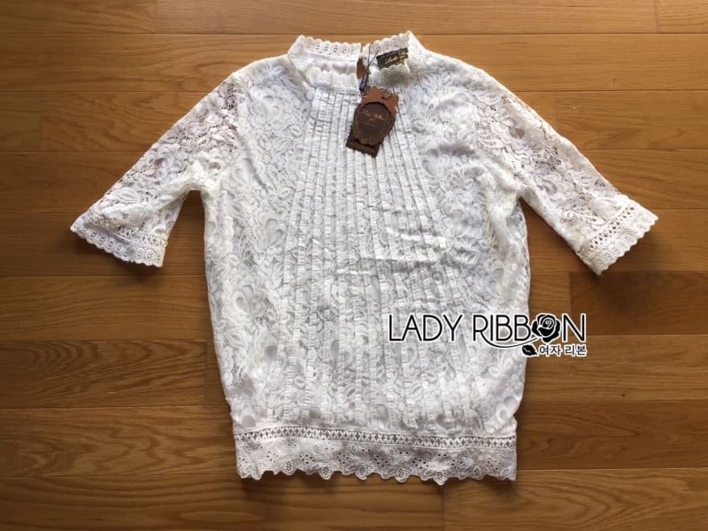 เสื้อลูกไม้ผ้านิ่มใส่สบาย แขนศอกใส่เข้ากับท่อนล่าง