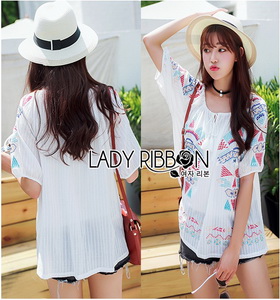 Lady Ribbon Lady Iris Local Embroidered Cotton with Tassel