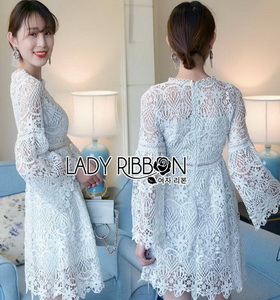 Guipure Lace Dress Lady Ribbon เดรสผ้าลูกไม้