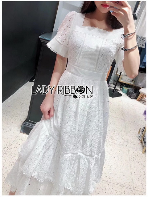 Dress เดรสผ้าคอตตอนปักและฉลุลายสไตล์วินเทจ