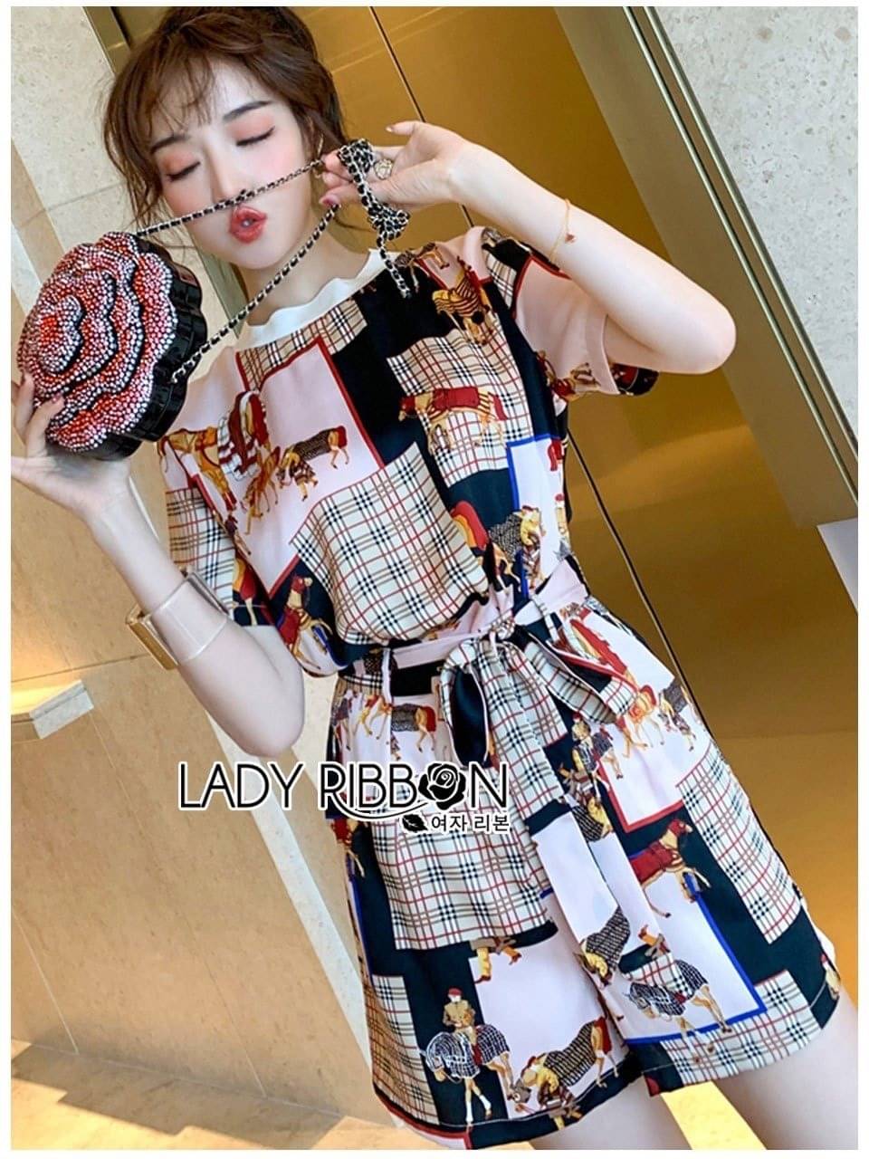 เซ็ตเสื้อแขนสั้นพิมพ์ลายและกางเกงขาสั้น
