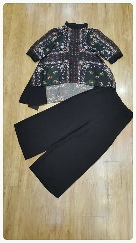 เสื้อผ้าชีฟองลอยดอกสีเขียวสวยหวาน