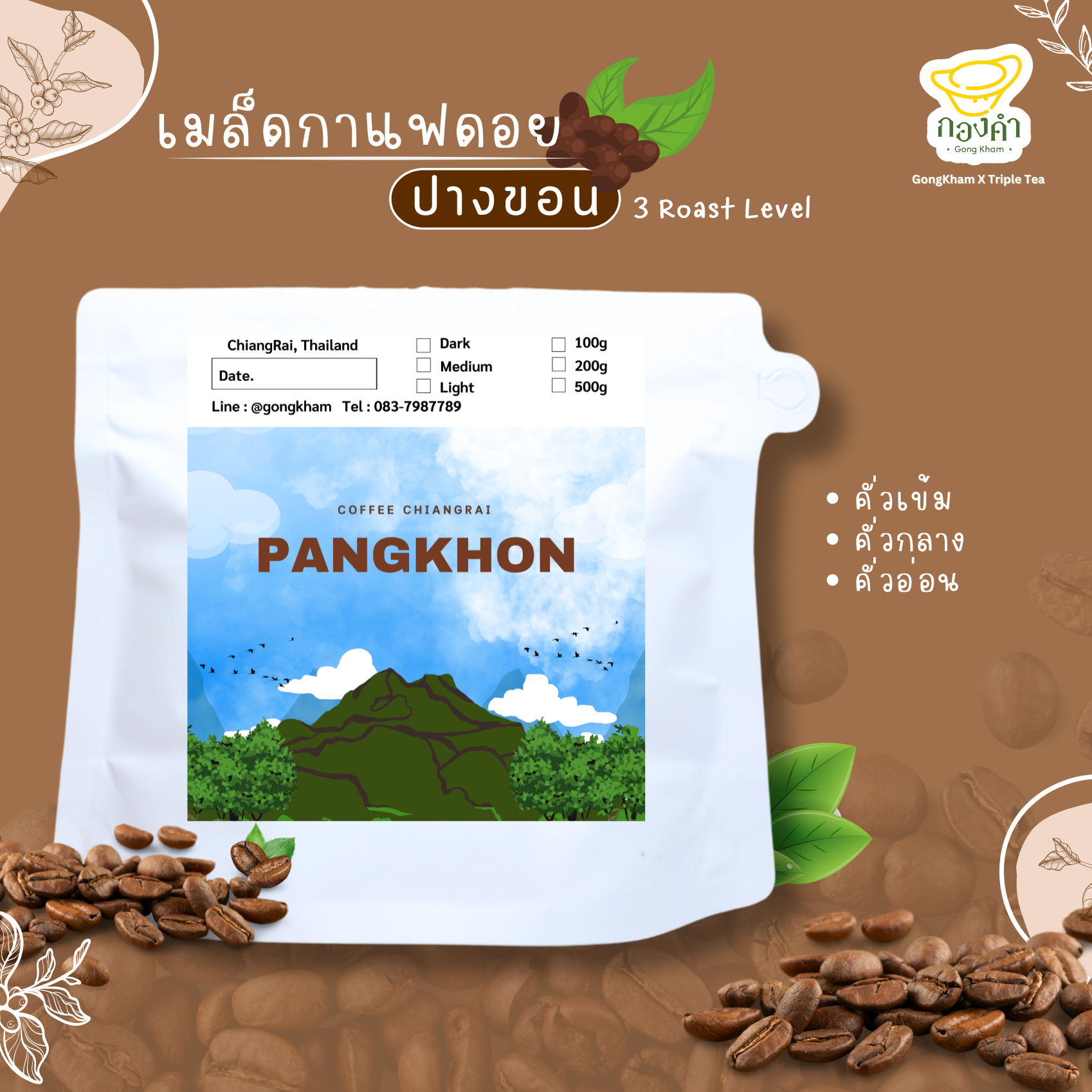 เมล็ดกาแฟปางขอน ChiangRai Pangkhon (100g) *ส่งฟรี*