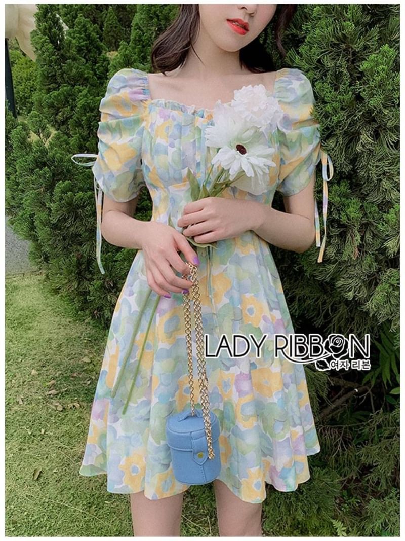 มินิเดรสผ้าปลิ้นลายสีพาสเทล