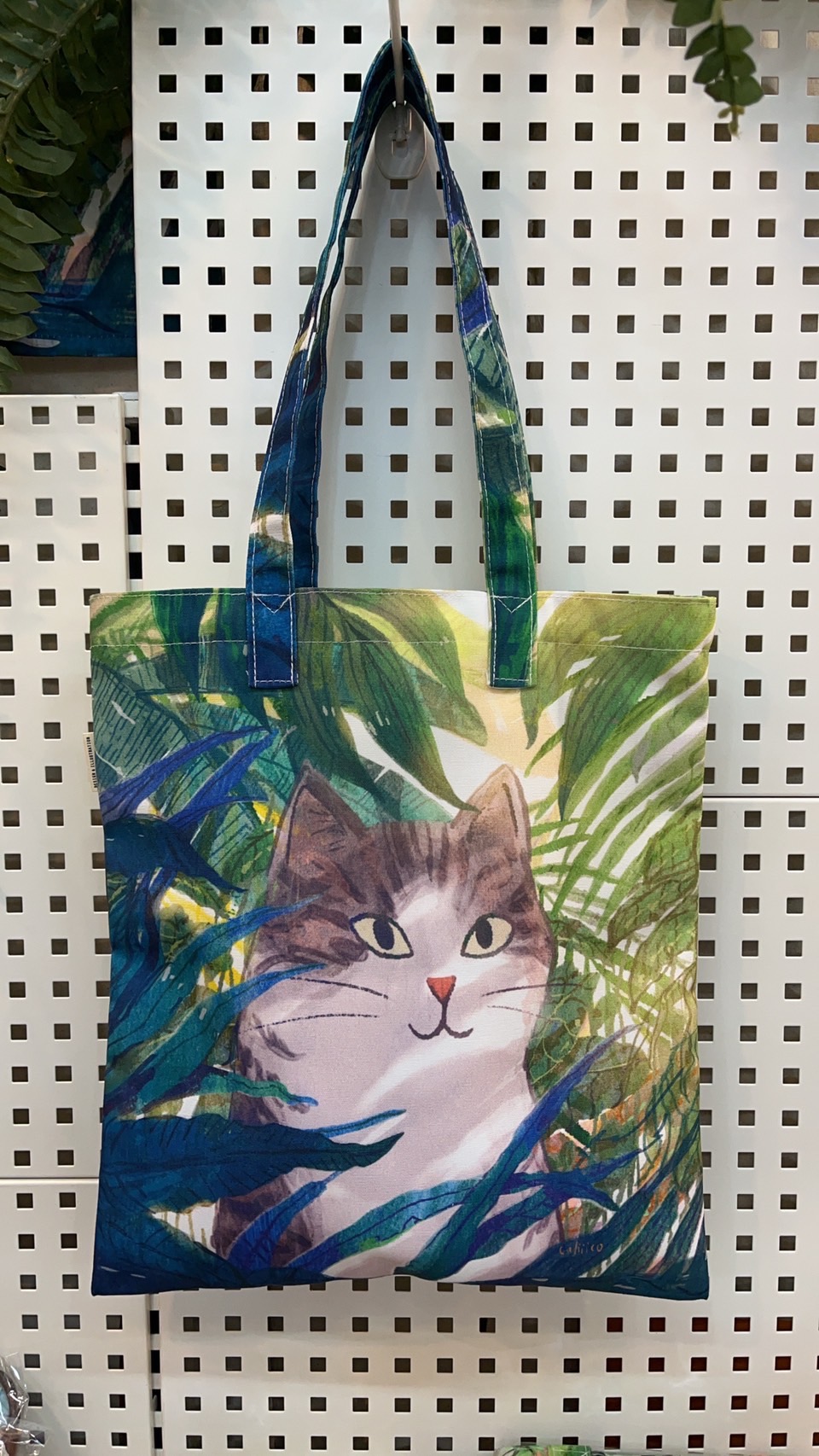 กระเป๋าลายแมวขาวเทาป่า Tote cat